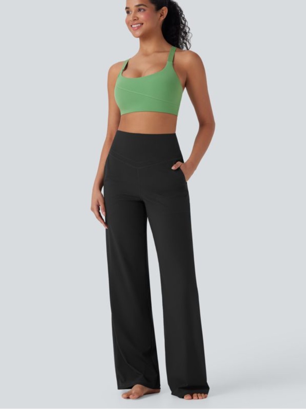 HALARA Ultrasculpt Black High-Waist Tummy Control Wide Leg Pants size XL Tall